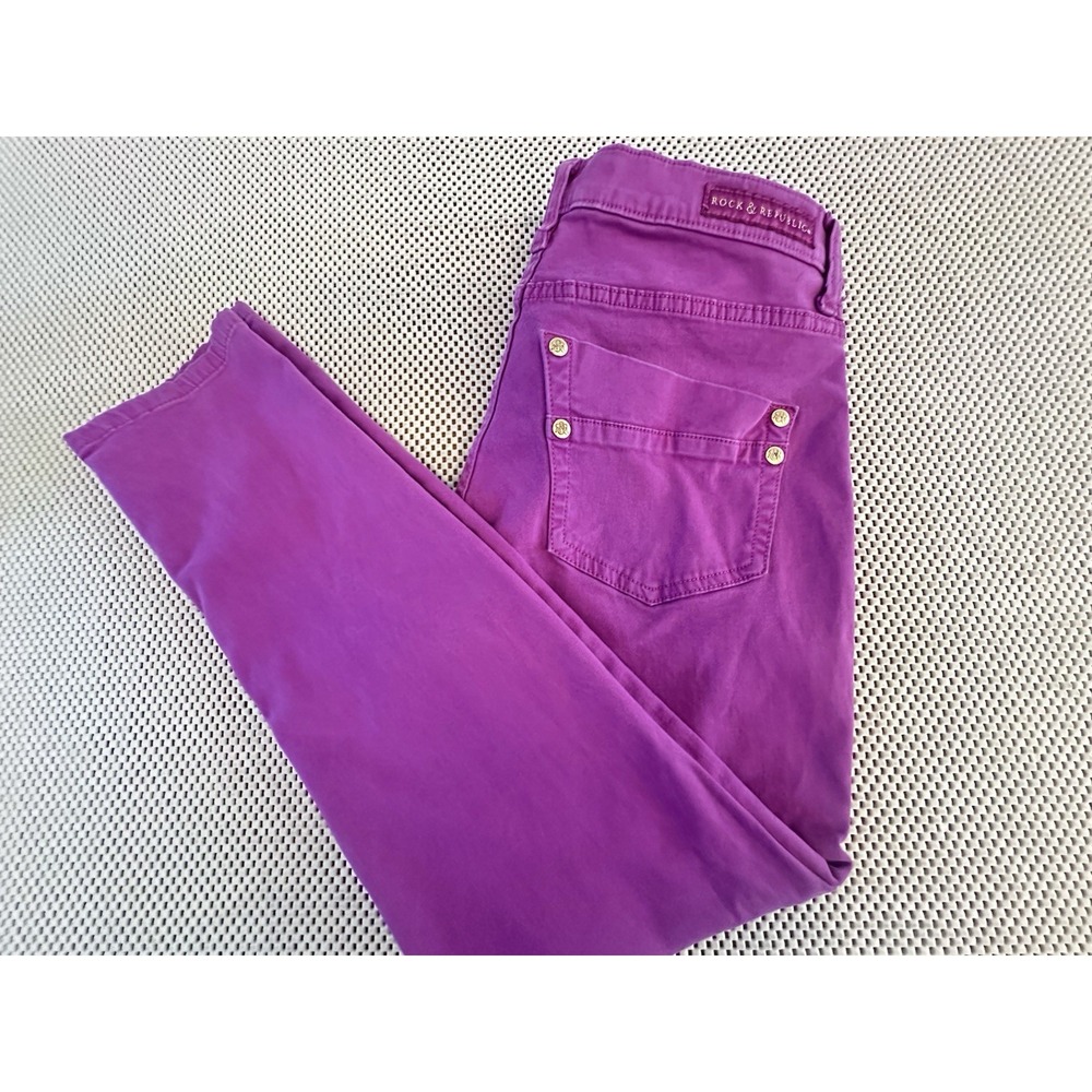 Y2K Rock‎ & Republic Jeans Women Sz 12/14 Purple Kashmere Low Rise Stretch VTG